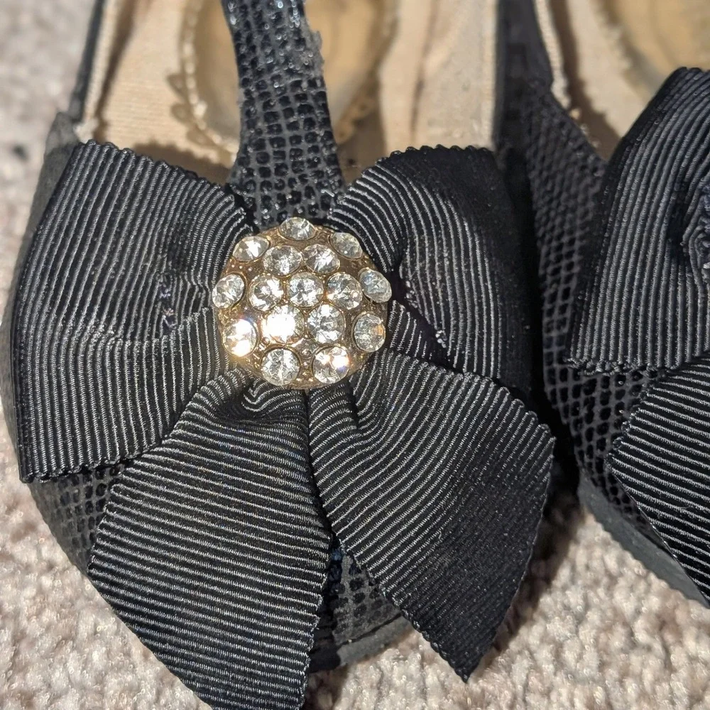 Joyfolie Toddler Girls Black T-Strap Mary Jane Flats with Bows Size 4 NEW‎